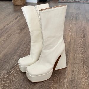 White Cream Platform Go-go Boots